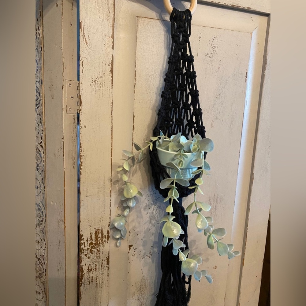Black macrame plant hanger